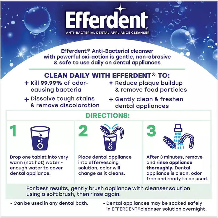 Efferdent Fresh & Clean Plus Mint Denture Cleanser Tablets - 44 Ct - 6 Pack