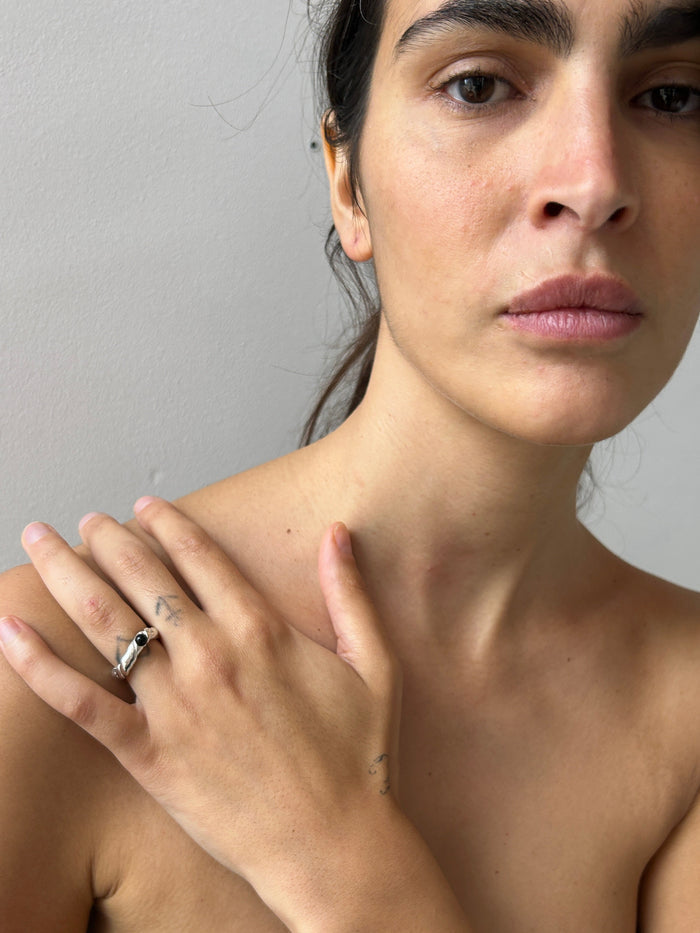 Element Ring, Silver & Onyx Corali
