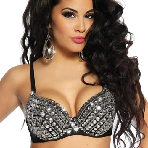 Women's Punk Bikini Bra - Silver Studded Push Up