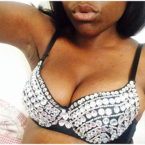 Women's Punk Bikini Bra - Silver Studded Push Up