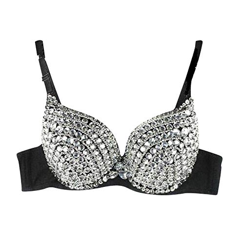 Women's Punk Bikini Bra - Silver Studded Push Up