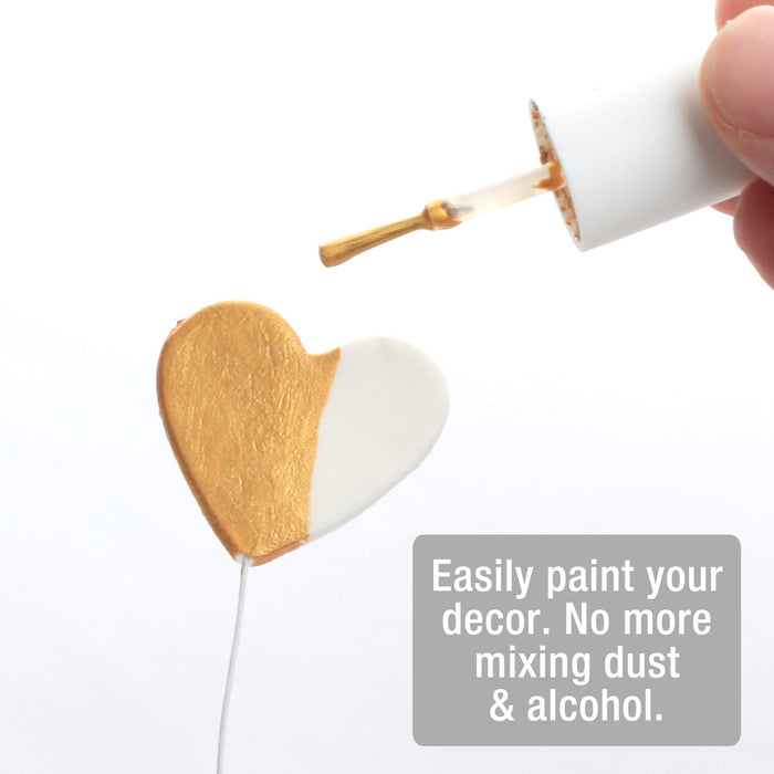 Fast Dry Edible Gold Paint great for painting on your edible cake decorations and toppers while adding an edible metallic color.  Edible food color.