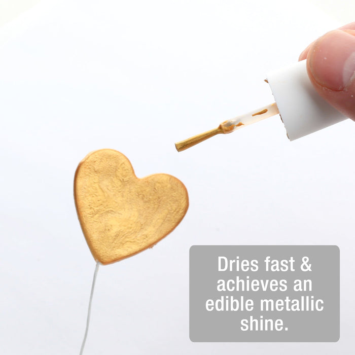 Fast Dry Edible Gold Paint great for painting on your edible cake decorations and toppers while adding an edible metallic color.  Edible food color.