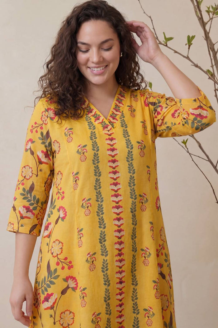 Floral Folk Plus Size Midi Dress