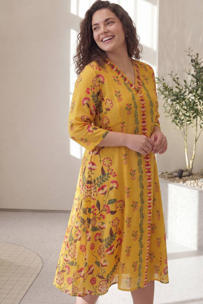 Floral Folk Plus Size Midi Dress