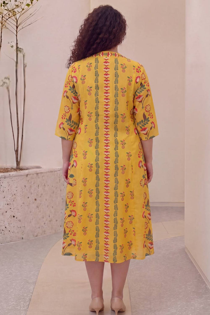Floral Folk Plus Size Midi Dress
