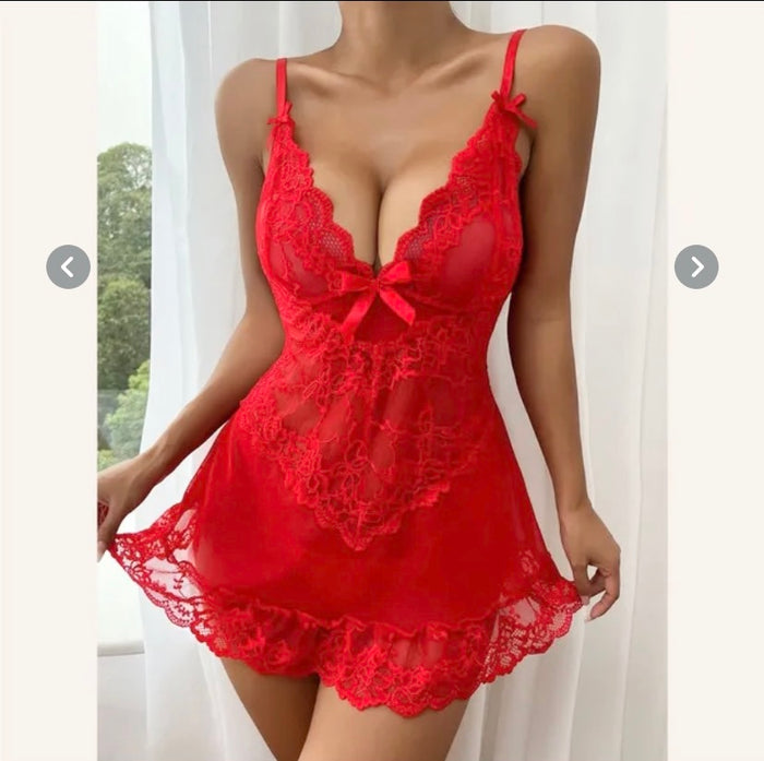 Floral Lace Nightdress Transparent Pajamas  Babydoll Lingerie Underwear
