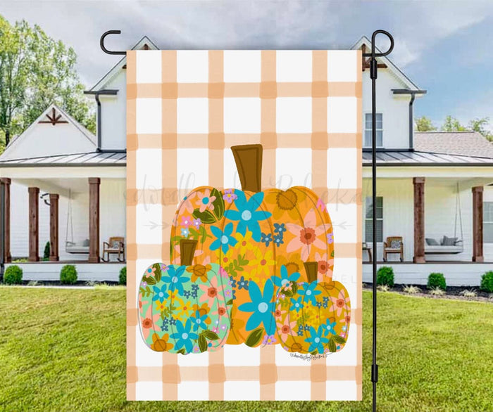 Floral Pumpkin Garden Flag - Garden Flag