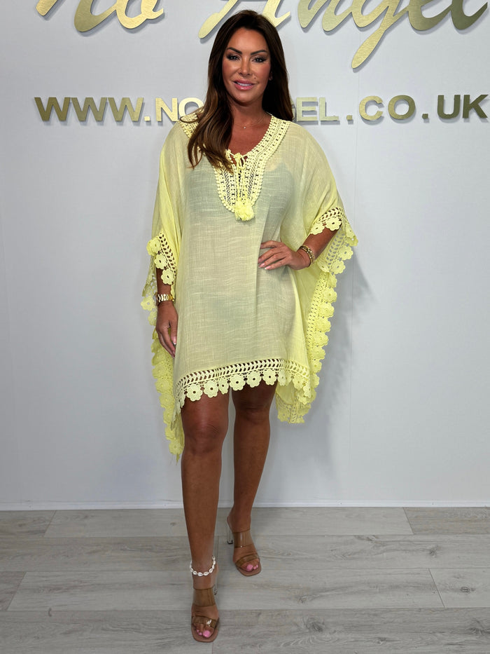 Flower Edge Detailed V-Neck Kaftan (11 Colours)