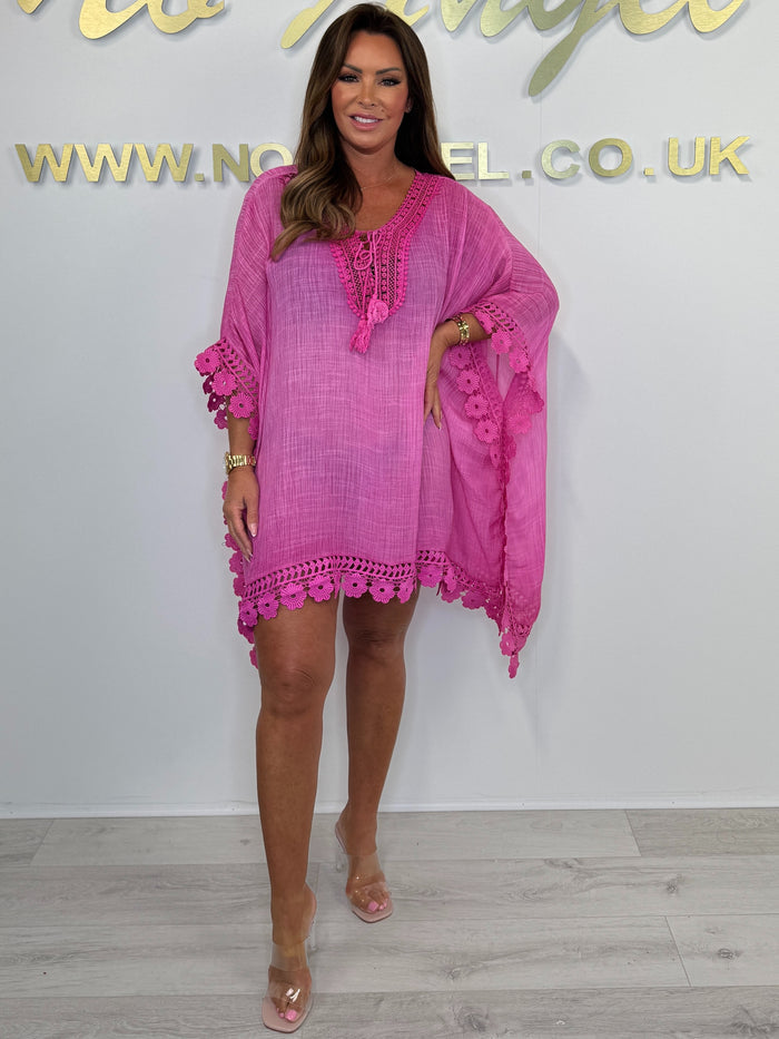 Flower Edge Detailed V-Neck Kaftan (11 Colours)