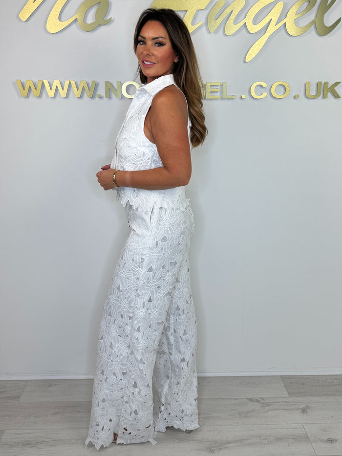 Flower Laser Cut Waistcoat & Trouser Co-ord