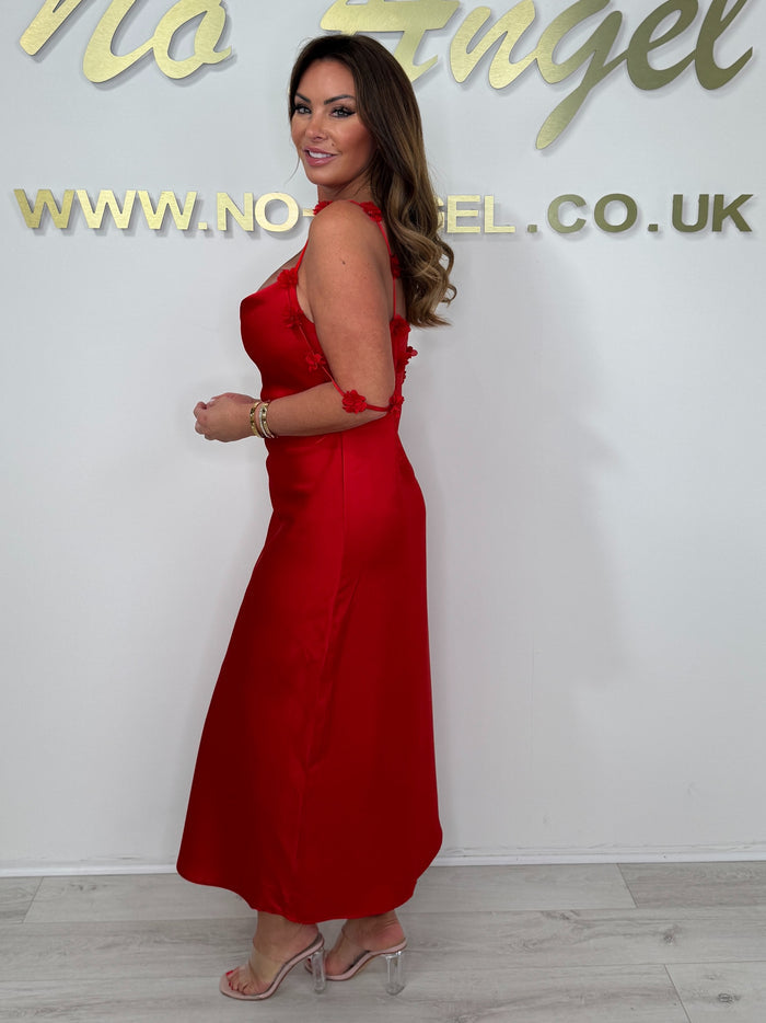 Flower Strap Detail Cowl Neck Midi Dress ( 2 Colours)