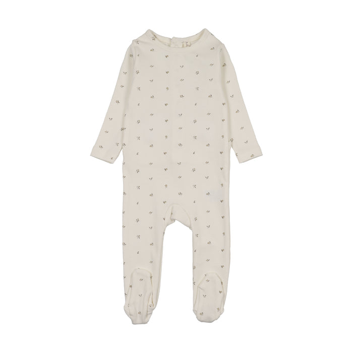 footie bitsy floral - cream/oat
