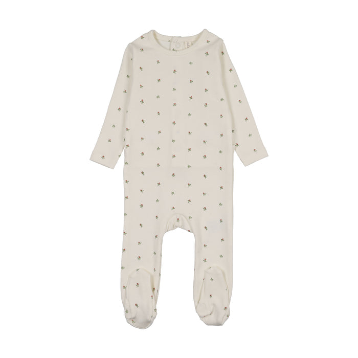 footie bitsy floral - cream/pink