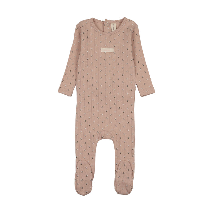 footie floret print pointelle - dusty pink