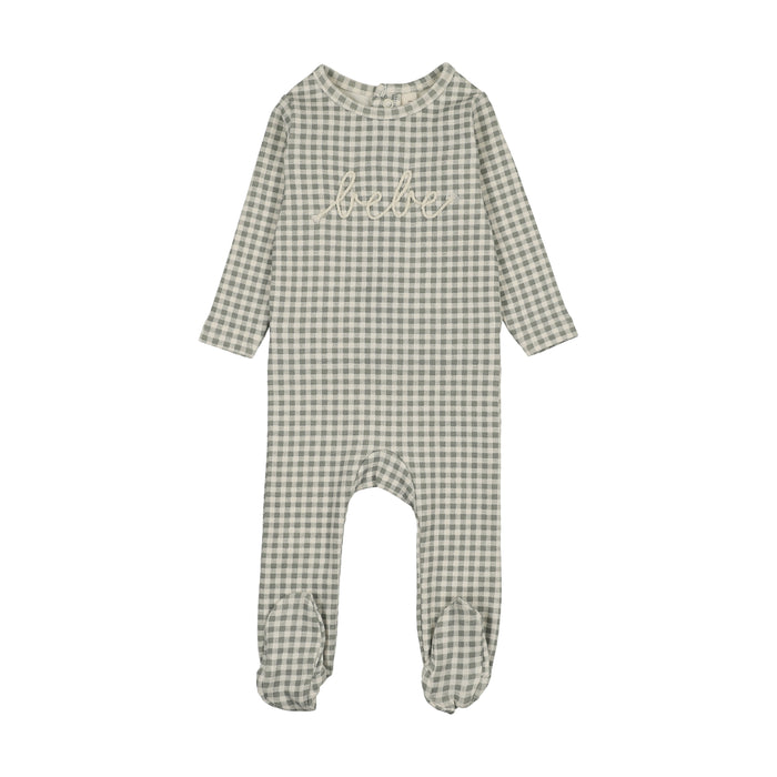 footie gingham bebe - pale blue