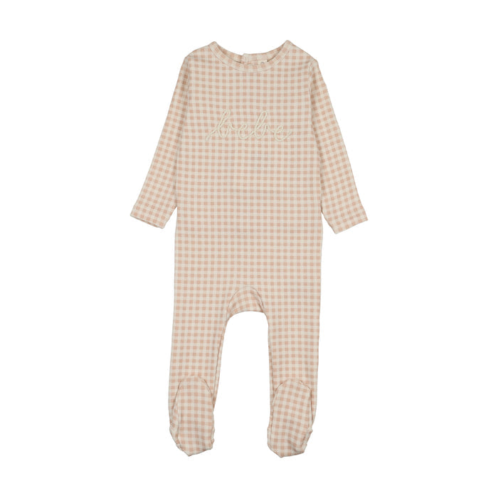 footie gingham bebe - pale pink