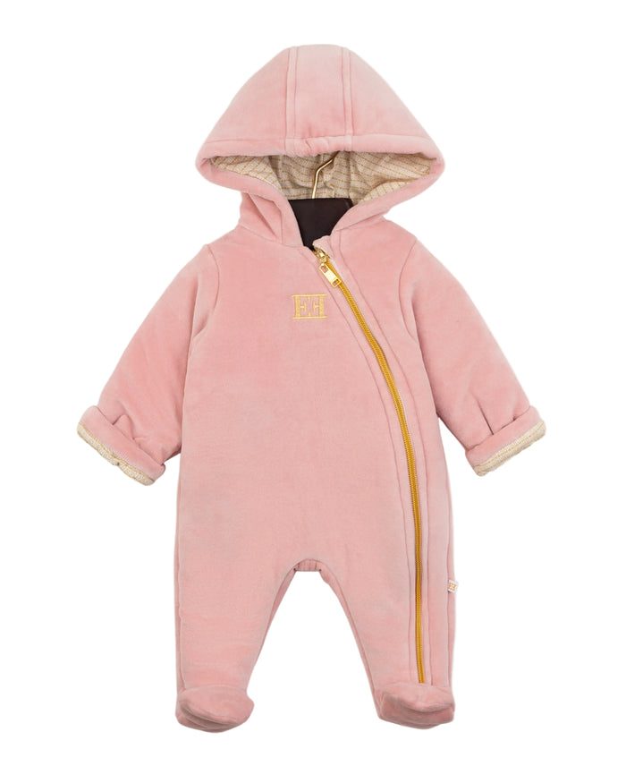 footie l/s hooded logo with beanie - bridal rose-859