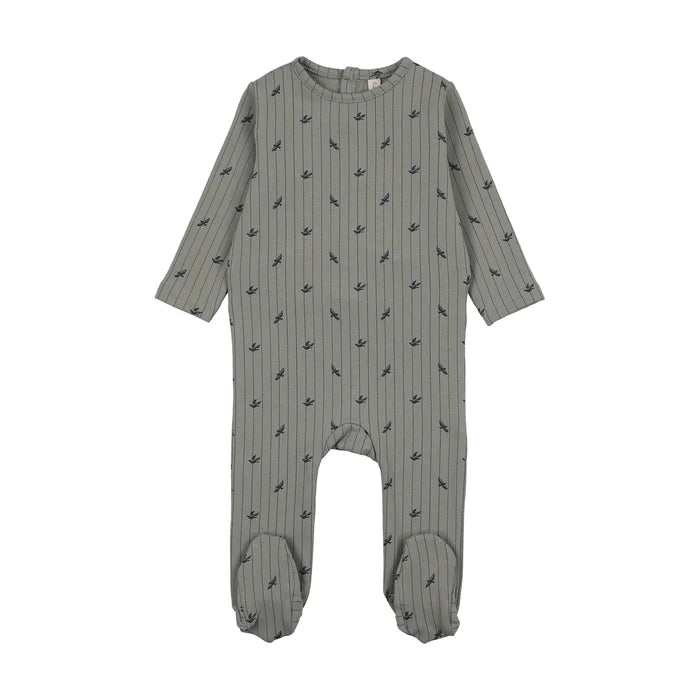 footie stripe print - light blue