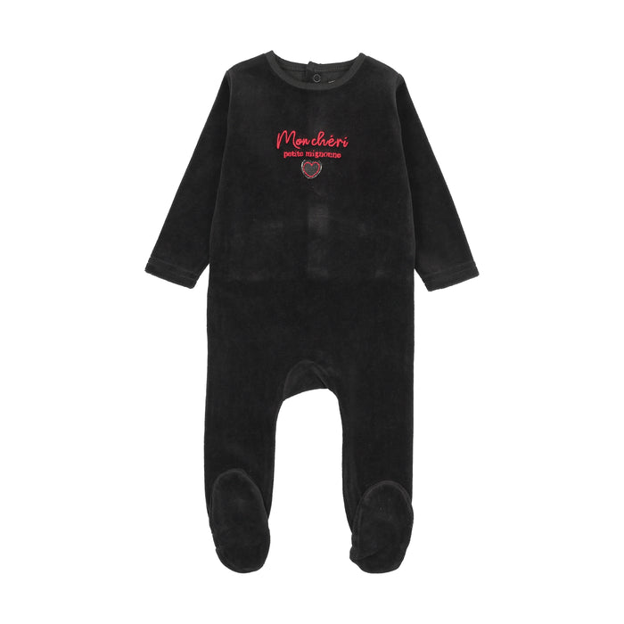 footie velour mon cheri - black