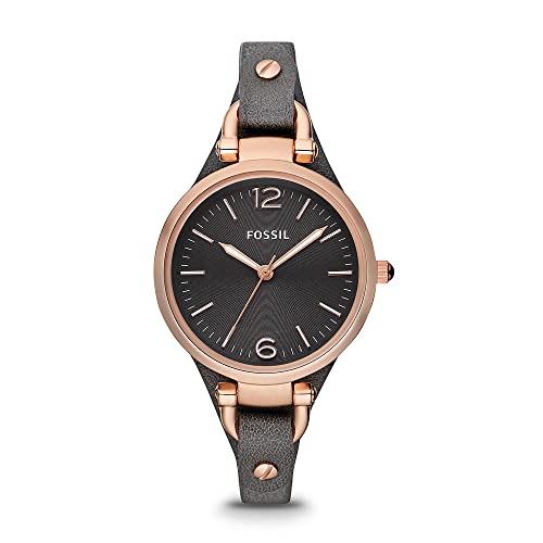 Fossil Women's Georgia Quartz Watch with Grey Dial and Grey Leather Strap