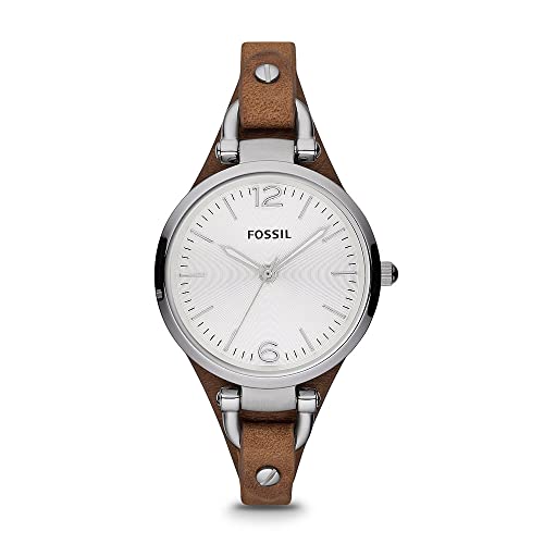 Fossil Women's Georgia Quartz Watch with Grey Dial and Grey Leather Strap