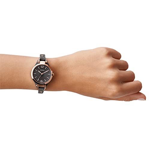 Fossil Women's Georgia Quartz Watch with Grey Dial and Grey Leather Strap