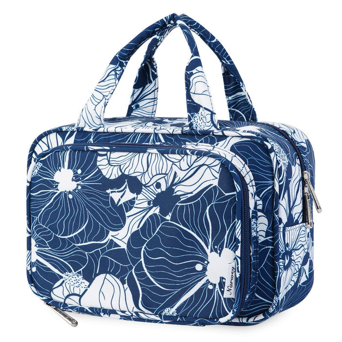 Full Size Toiletry Bag Large Wash Bag Makeup Bag Travel Organizer Cosmetic Bag for Women (Blue Lotus)