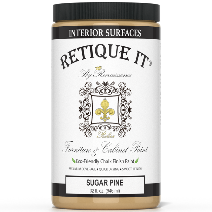 Retique It furniture and cabinet paint in quart size, Sugar Pine color, suitable for transforming wood furniture and cabinetry.