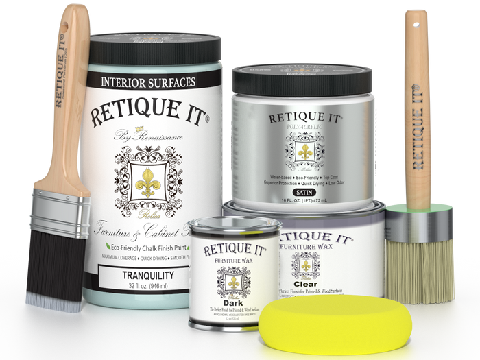 Retique It furniture and cabinet paint in Quart, Tranquility color, showing a smooth painted furniture surface.
