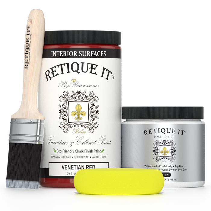 Retique It furniture and cabinet paint in quart size, Venetian Red color, ready for painting furniture or cabinets.