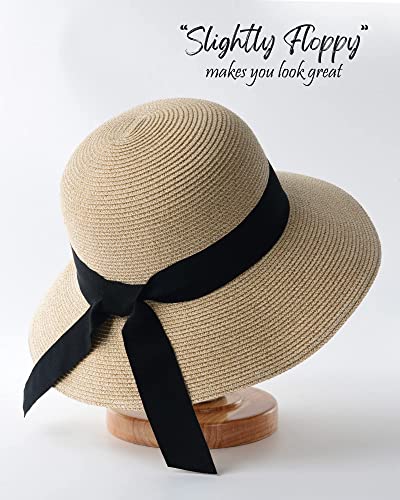 FURTALK Womens Beach Sun Straw Hat UV UPF50 Travel Foldable Brim Summer UV Hat - Style Heist