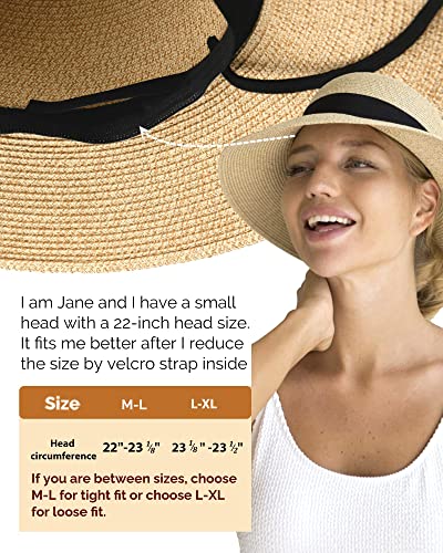 FURTALK Womens Beach Sun Straw Hat UV UPF50 Travel Foldable Brim Summer UV Hat - Style Heist