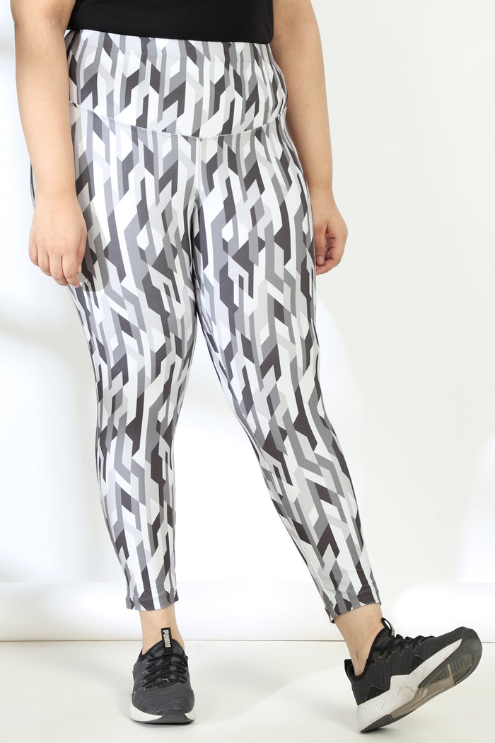 Geometric Camouflage Tummy Shaper Printed Leggings