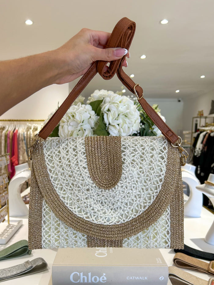 Gold Fleck Woven Trim Clutch Bag (2 Colours)