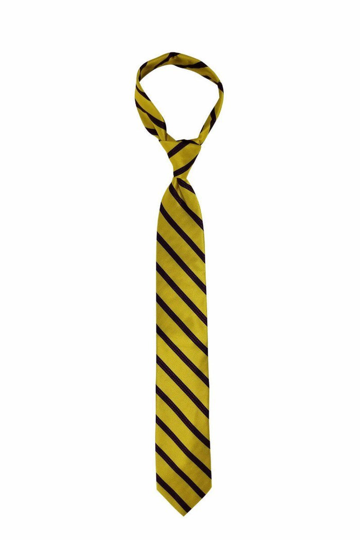 Gold Red Checkered Striped Pre-tied Tie, Tie, GoTie