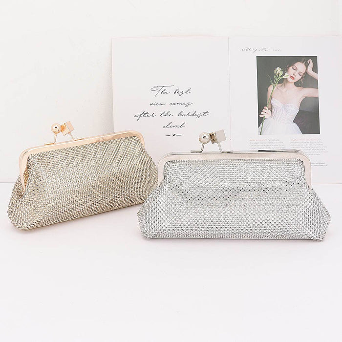 Gold Rhinestone Envelope Clutch Bag