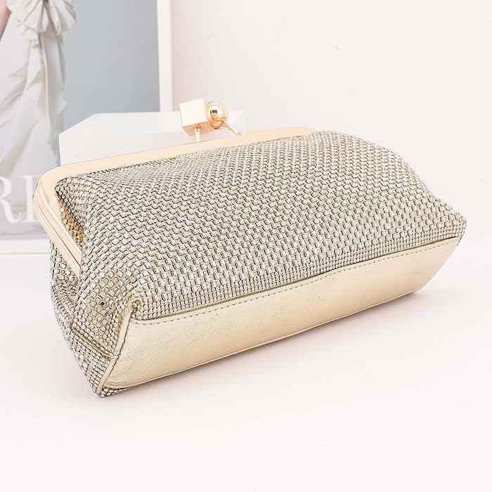 Gold Rhinestone Envelope Clutch Bag