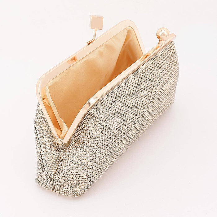 Gold Rhinestone Envelope Clutch Bag