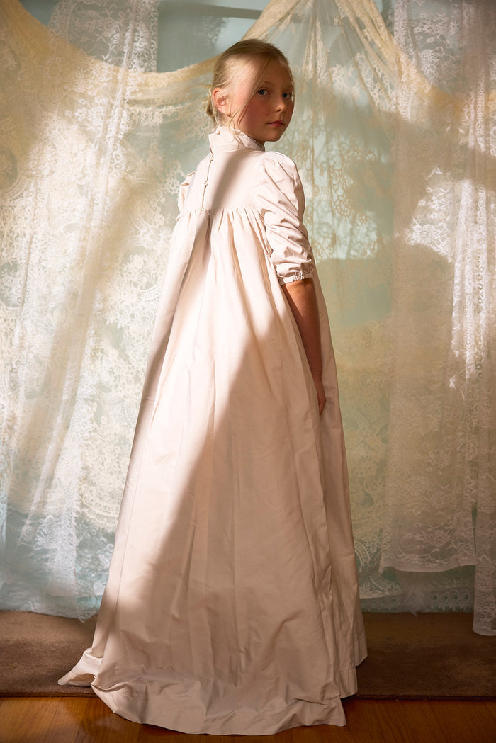 gown maxi taffeta lace detail - pink