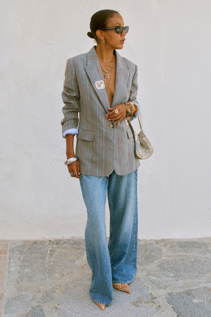 Grey Love Pinstripe Blazer