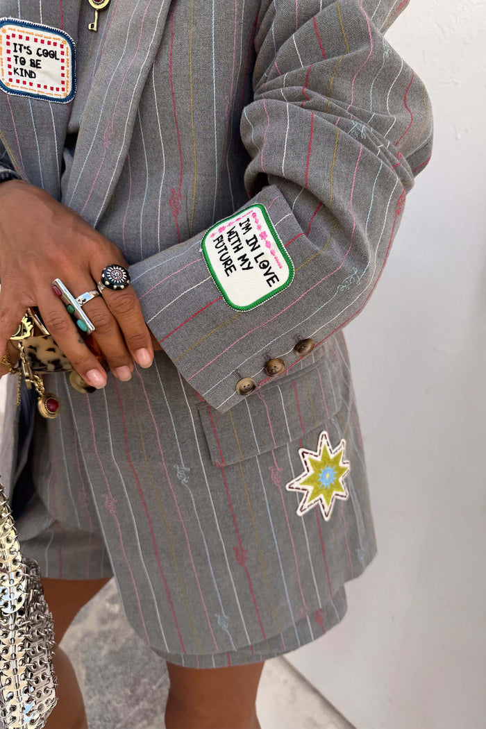 Grey Love Pinstripe Blazer