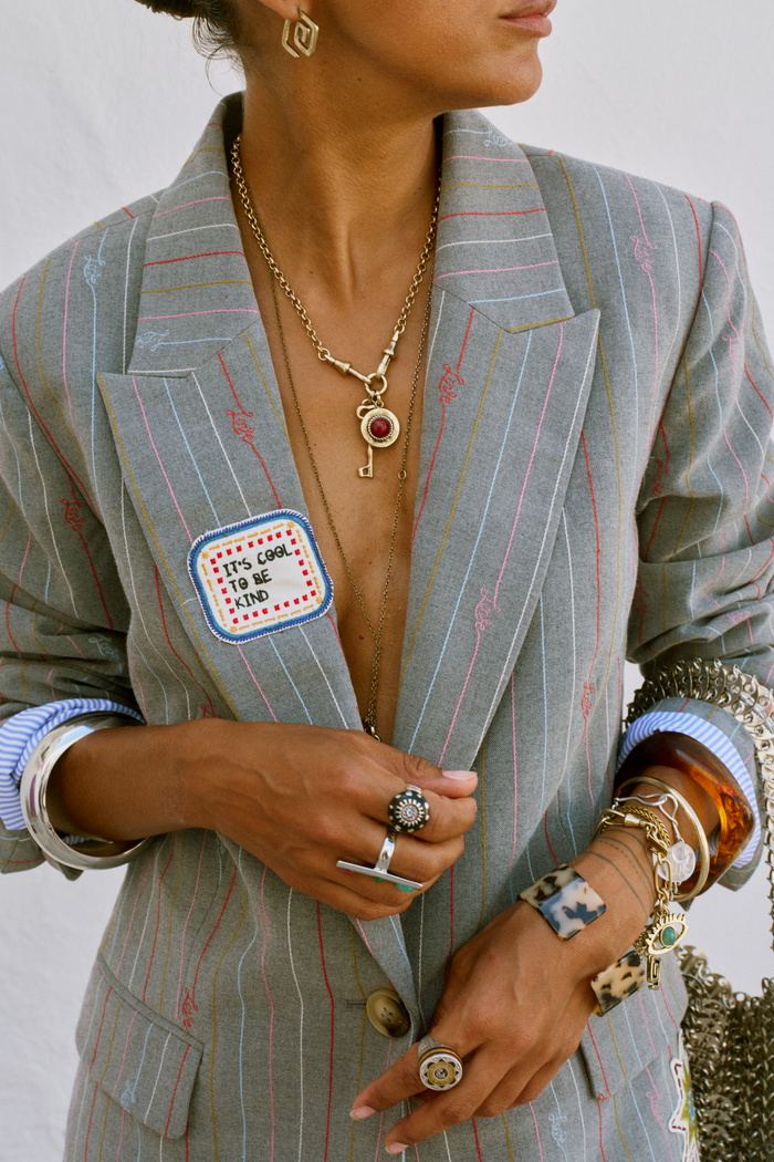 Grey Love Pinstripe Blazer