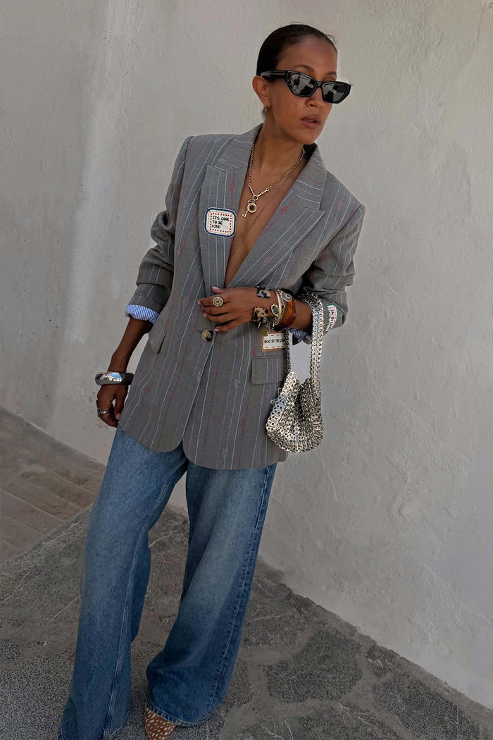 Grey Love Pinstripe Blazer