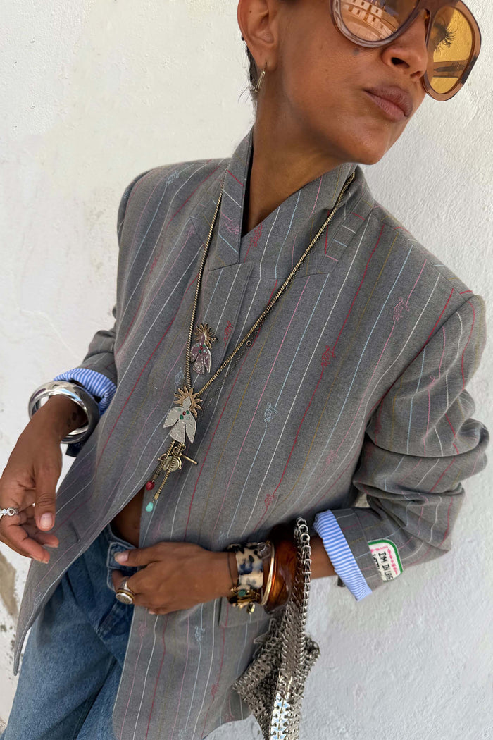 Grey Love Pinstripe Blazer