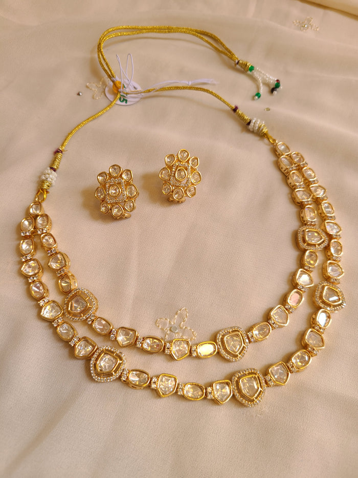 MOHAR handcrafted Kundan-style bridal necklace in ruby and emerald tones with gold-finish base