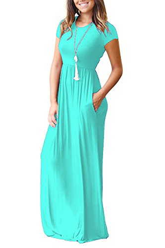 HAOMEILI Women's Casual Short/Long Sleeve Maxi Dress with Pockets - Style Heist