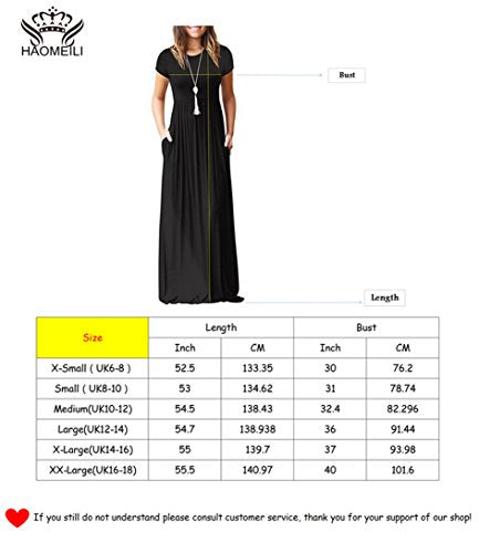 HAOMEILI Women's Casual Short/Long Sleeve Maxi Dress with Pockets - Style Heist
