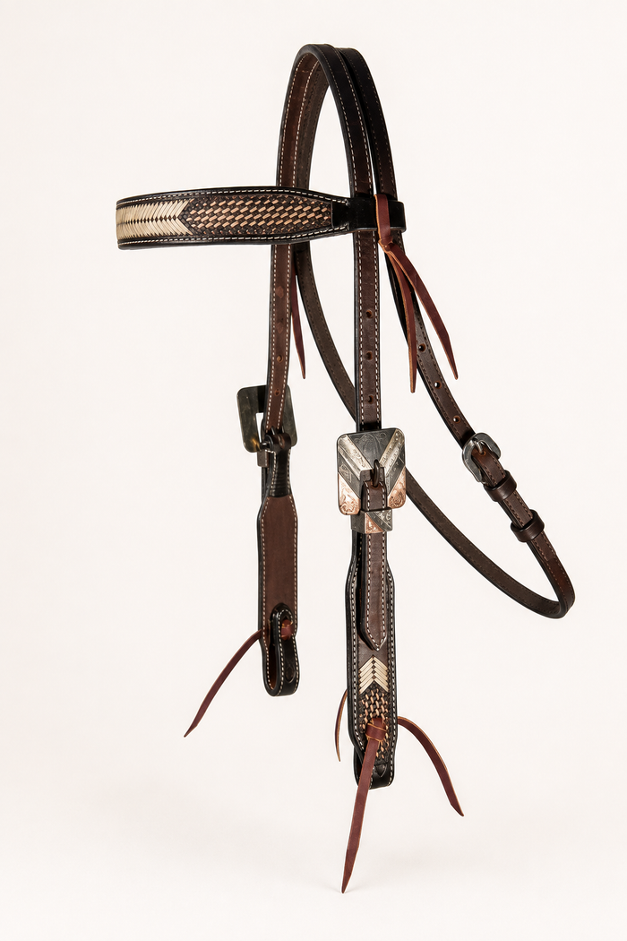 Headstall - HS333 - 5/8" Chocolate Arrowhead Browband Headstall