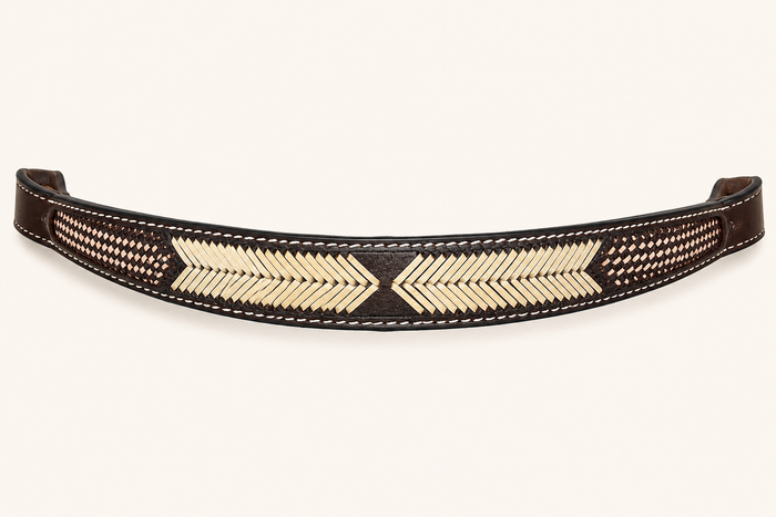 Headstall - HS333 - 5/8" Chocolate Arrowhead Browband Headstall
